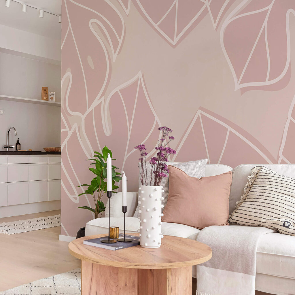 Różowo-biały wzór liści