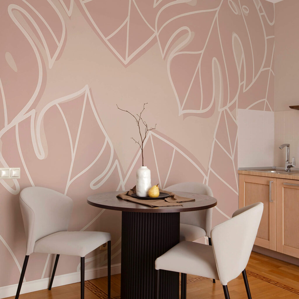 Różowo-biały wzór liści