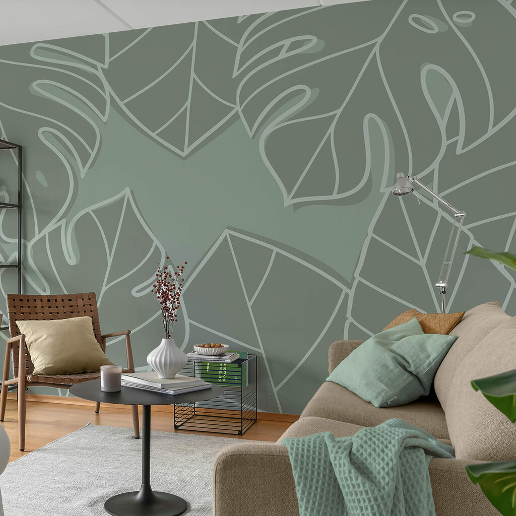 Grupa liści na szarym tle