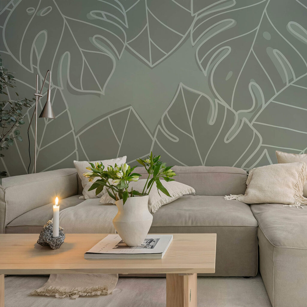 Grupa liści na szarym tle