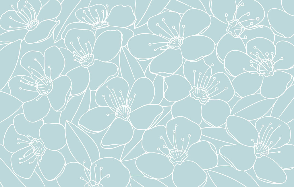 Pattern of flowers on a blue background