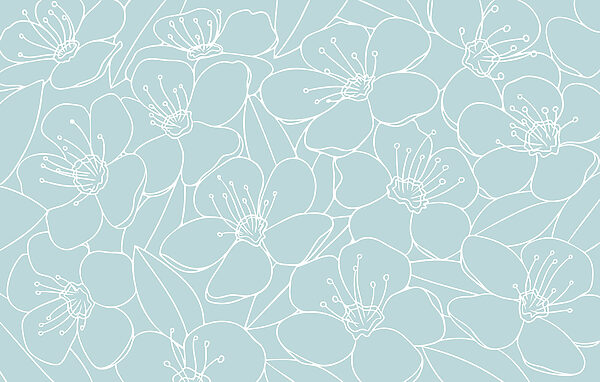 Pattern of flowers on a blue background
