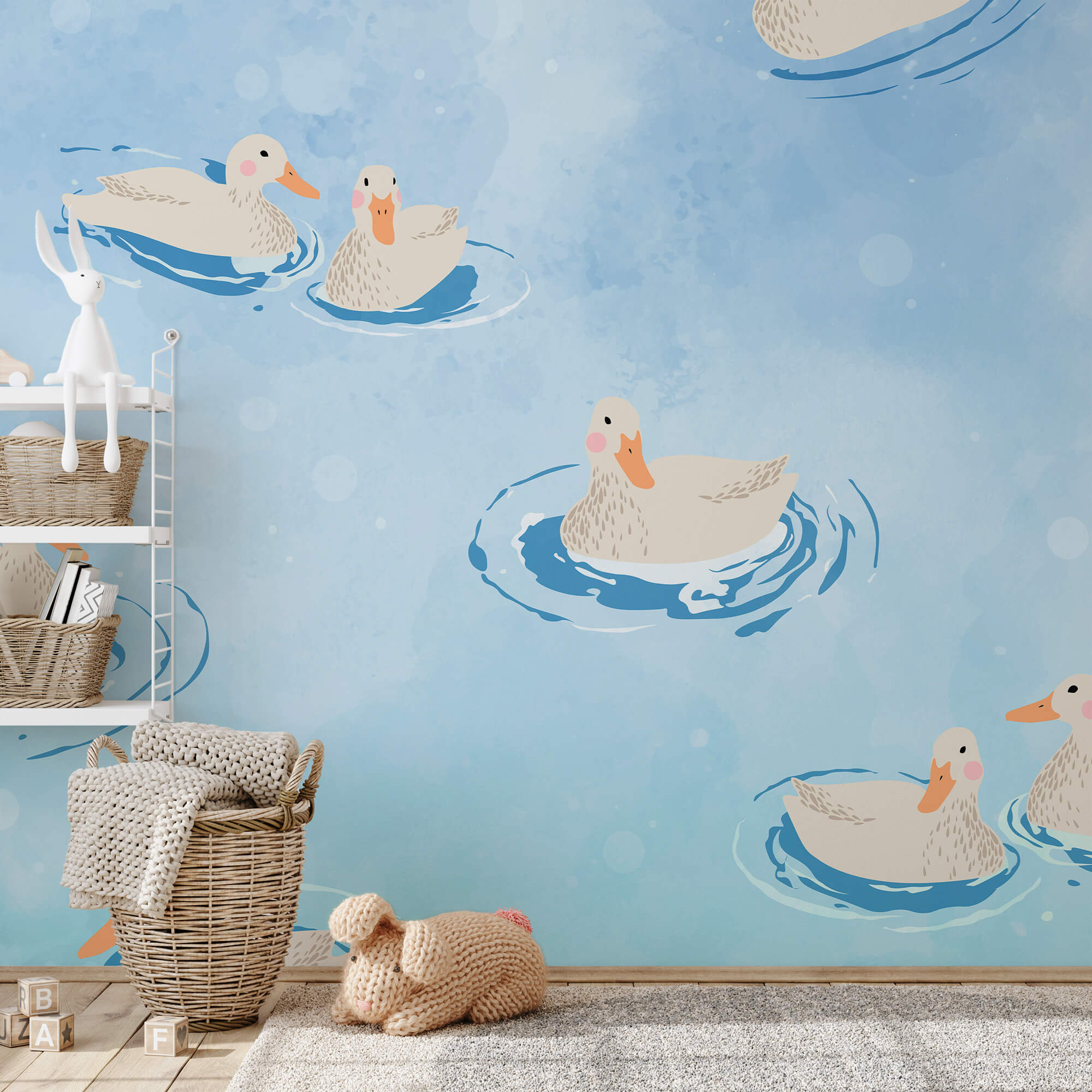 Grupa kaczek pływających w wodzie