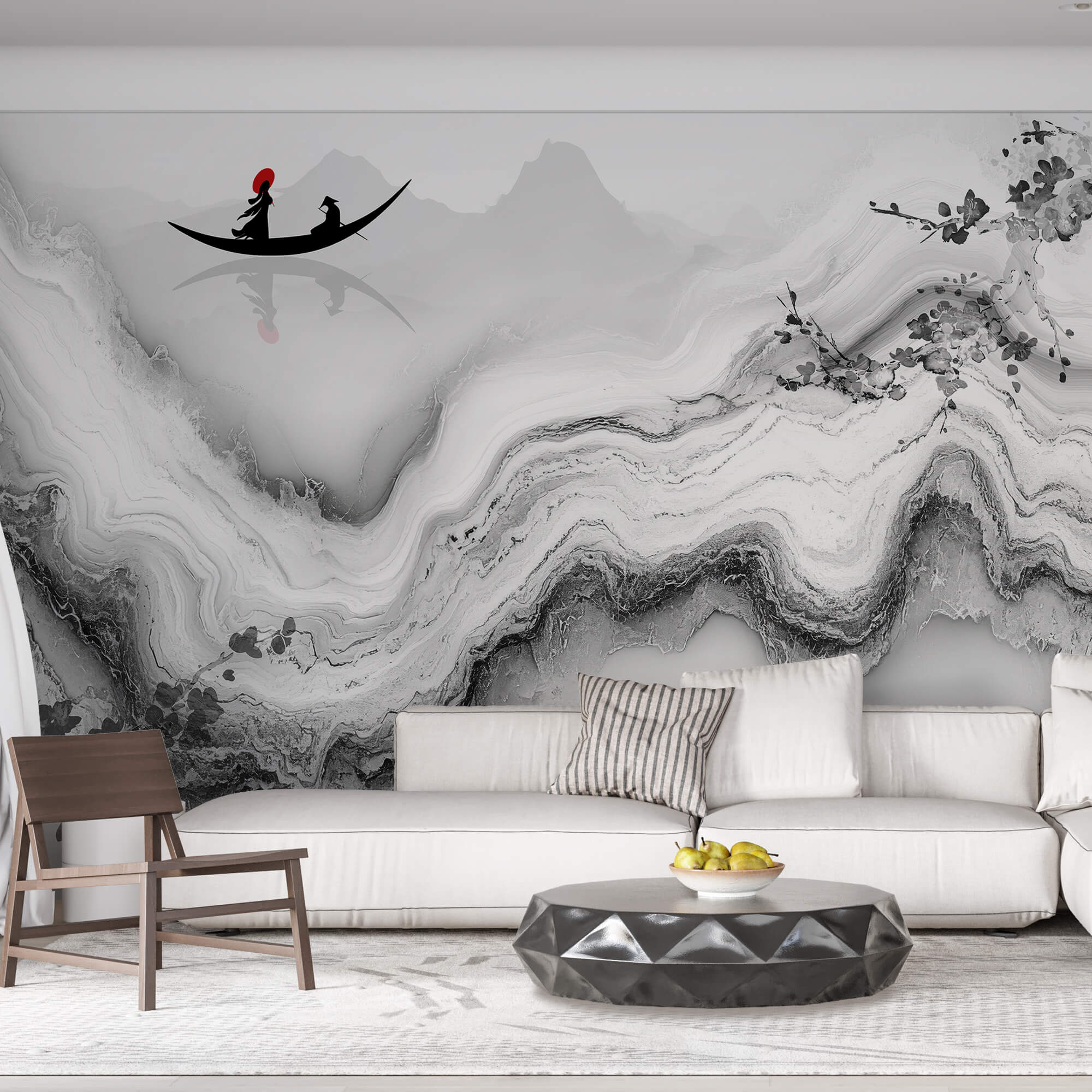 Obraz przedstawiający kobietę na łodzi