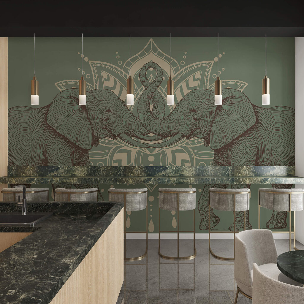 Dwa słonie dotykające się trąbami