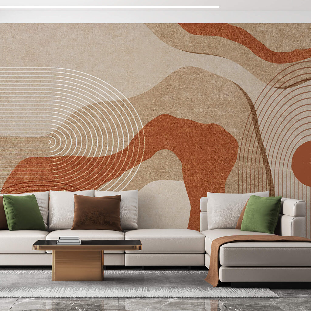 Brązowo-biała sztuka abstrakcyjna