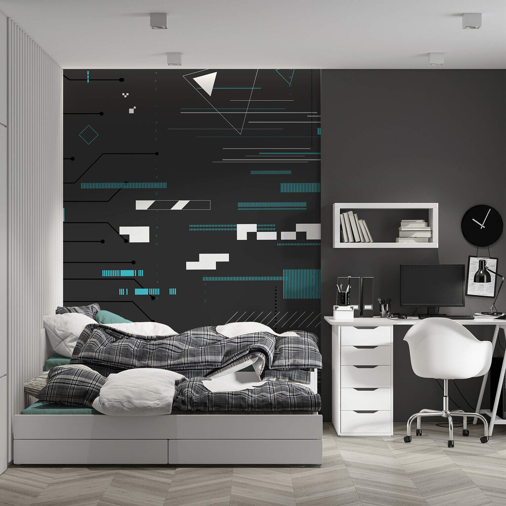 Czarne tło z wieloma liniami i kropkami