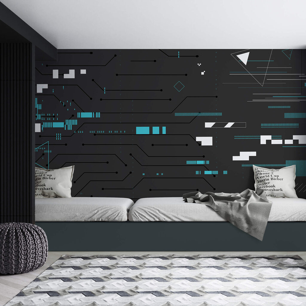 Czarne tło z wieloma liniami i kropkami