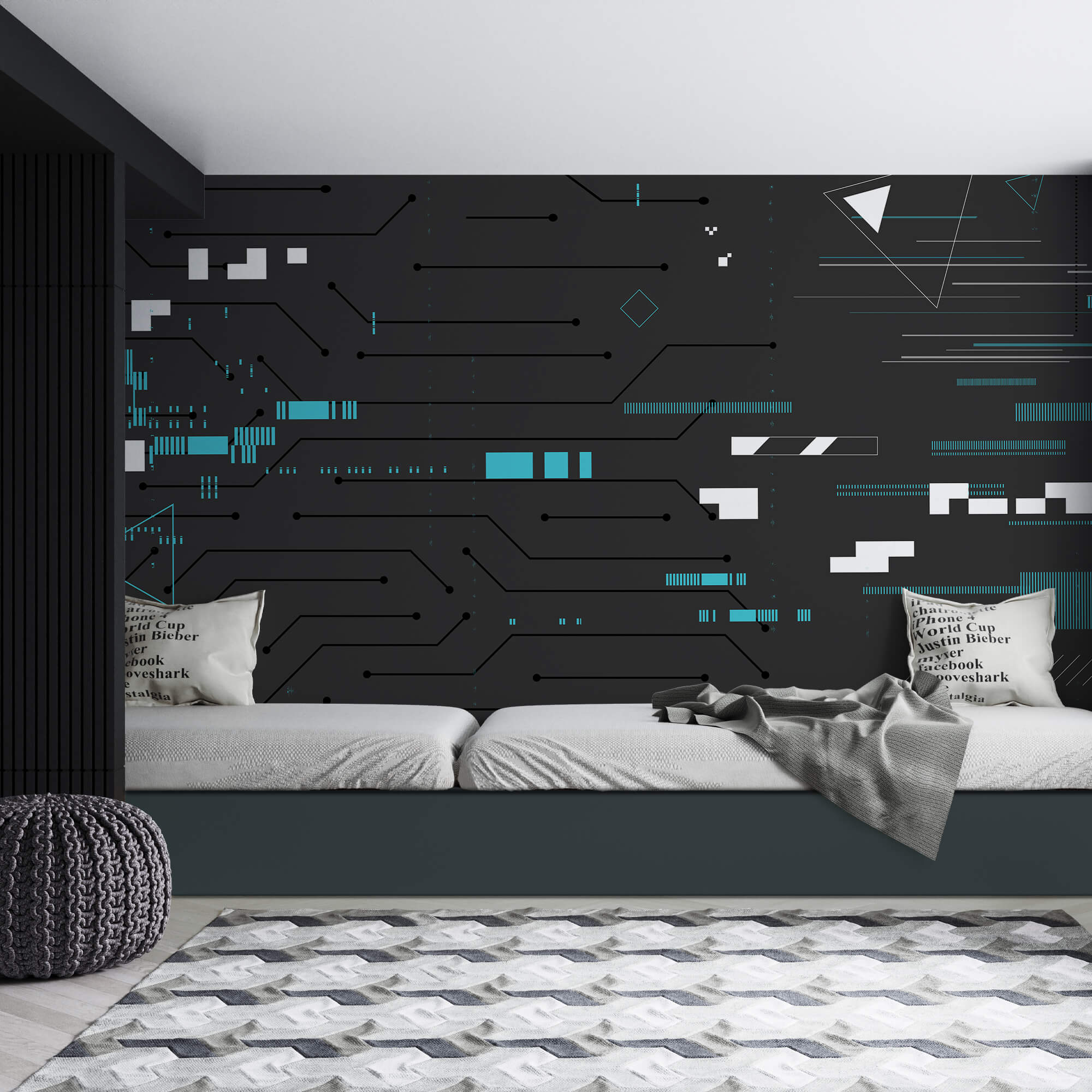 Czarne tło z wieloma liniami i kropkami