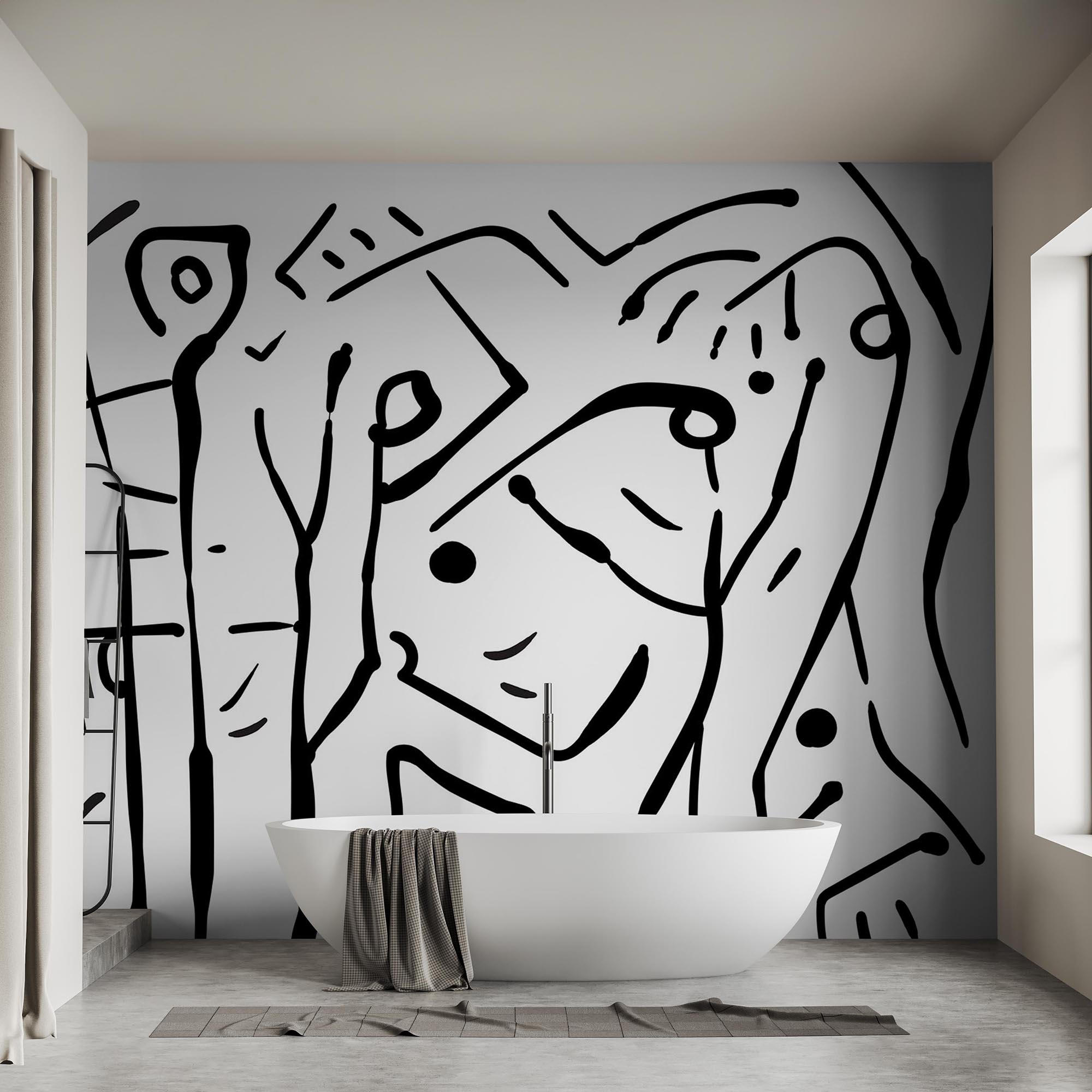 Czarno-biały rysunek grupy ludzi