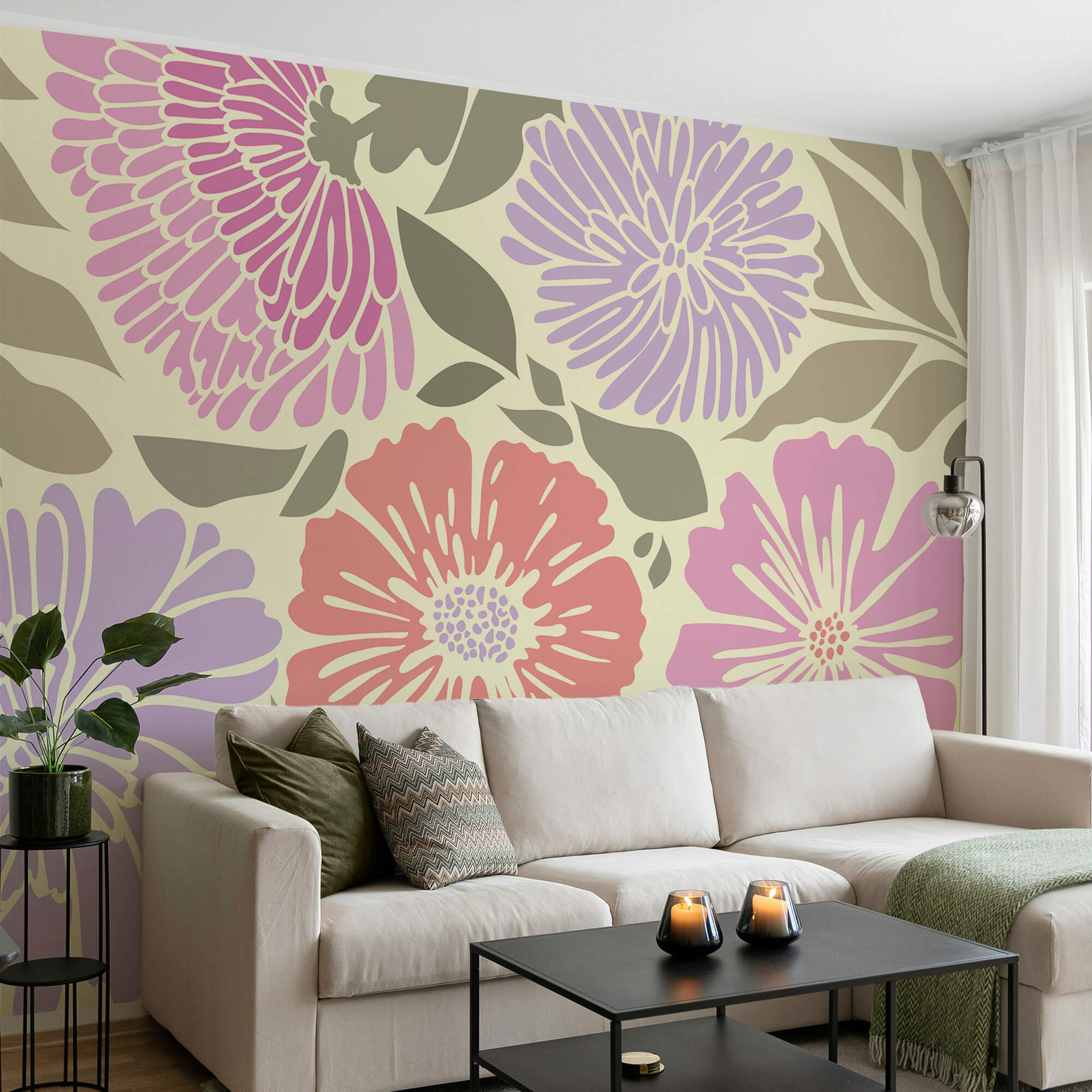 Kolorowy kwiatowy wzór z liśćmi