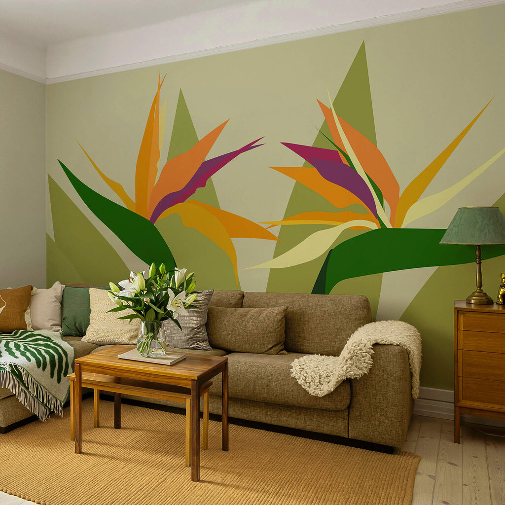 Kolorowe kwiaty na zielonych łodygach