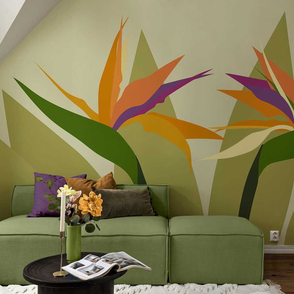 Kolorowe kwiaty na zielonych łodygach