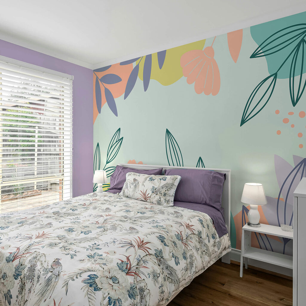 Kolorowy kwiatowy wzór z liśćmi