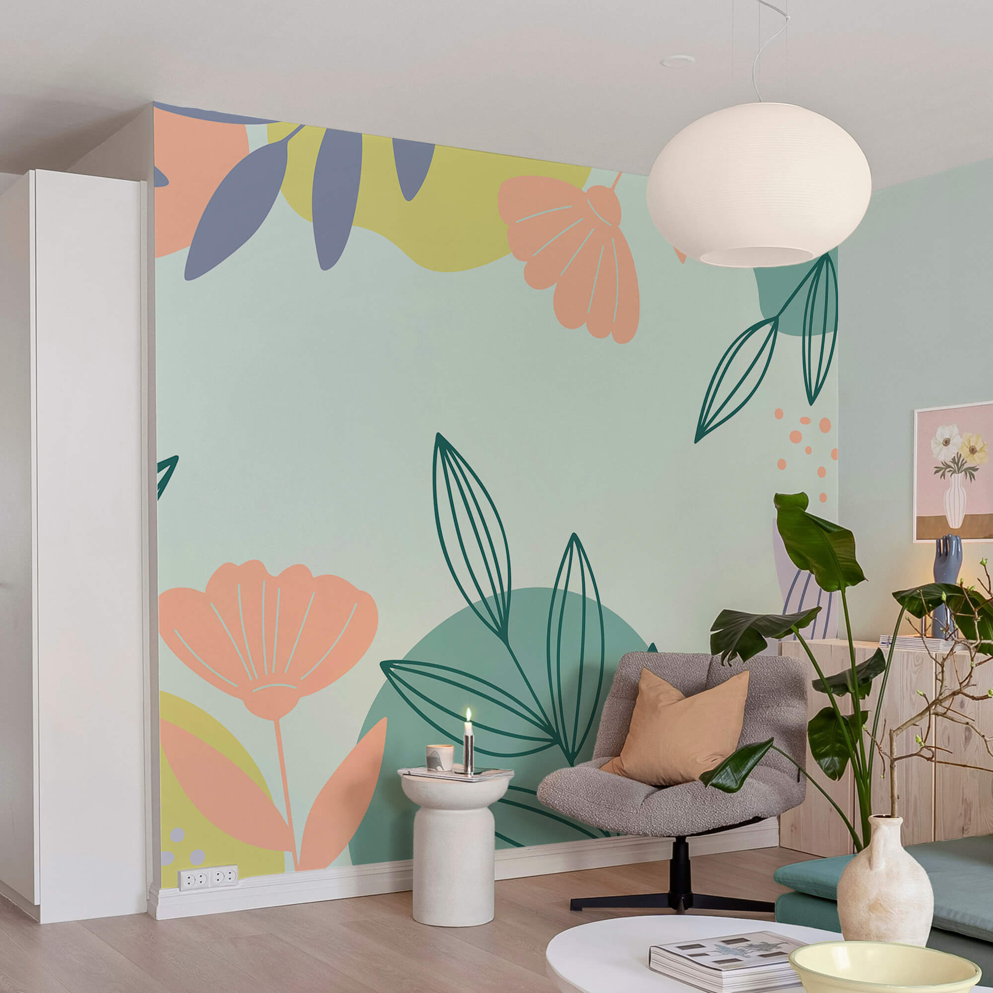 Kolorowy kwiatowy wzór z liśćmi