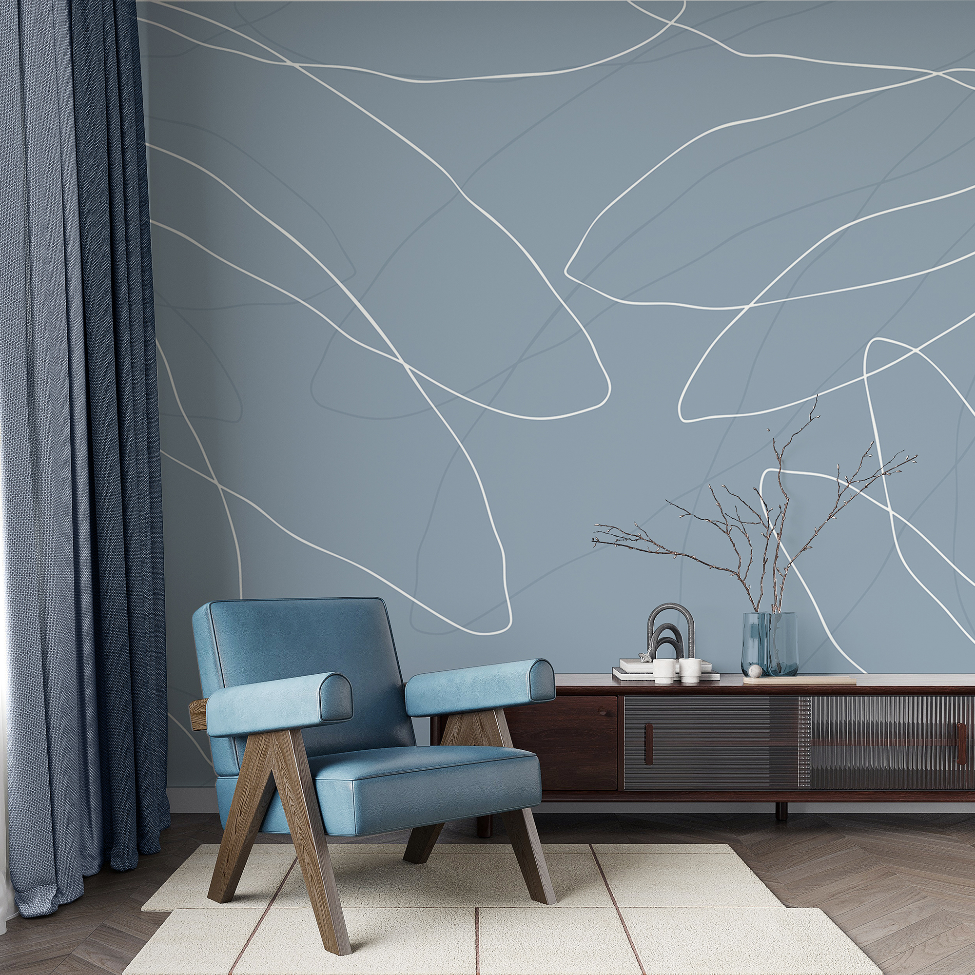 Niebieskie tło z białymi liniami