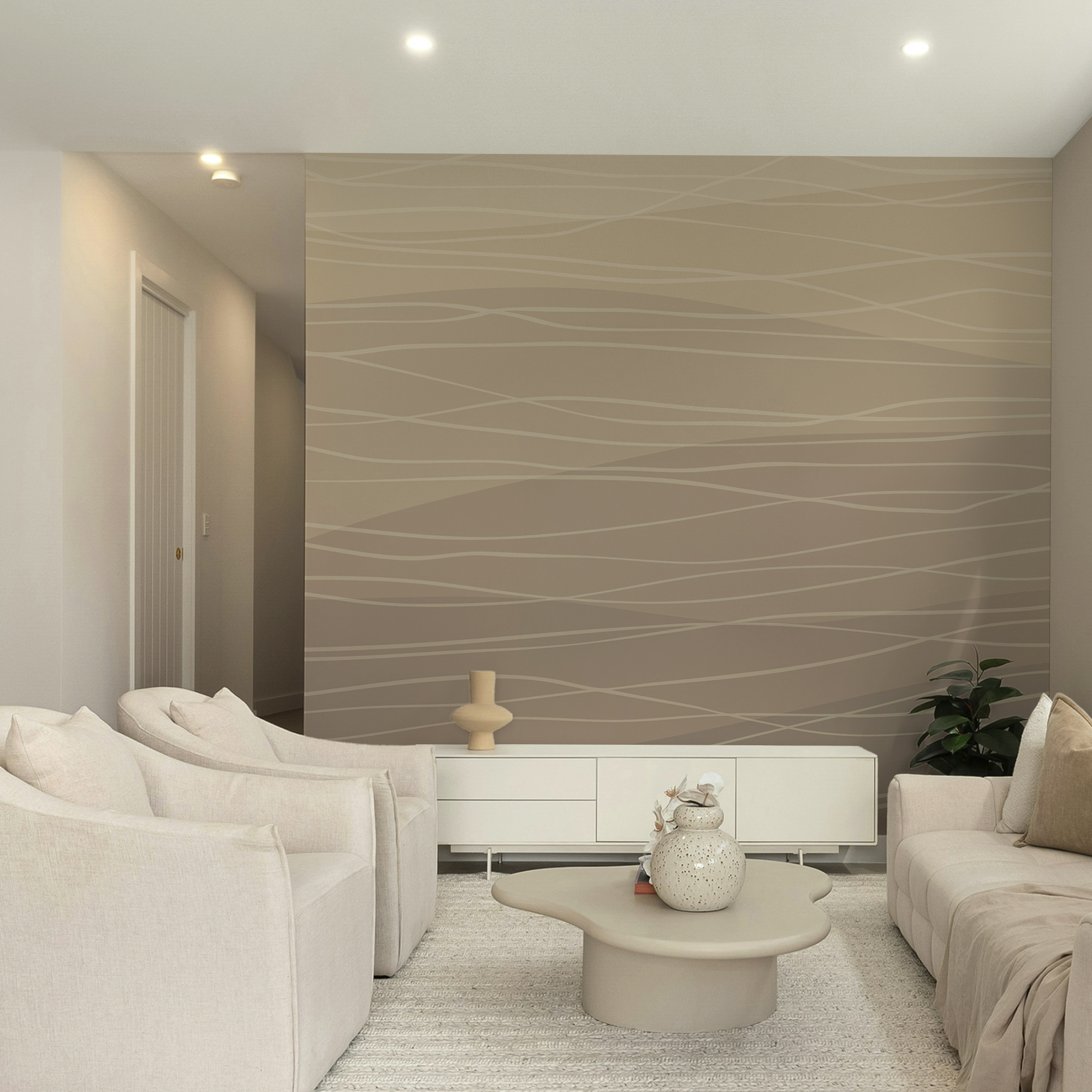 Brązowe i białe faliste linie