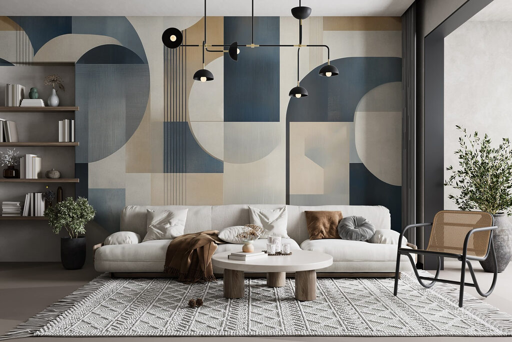 Kolorowe dzieło sztuki o zakrzywionych kształtach