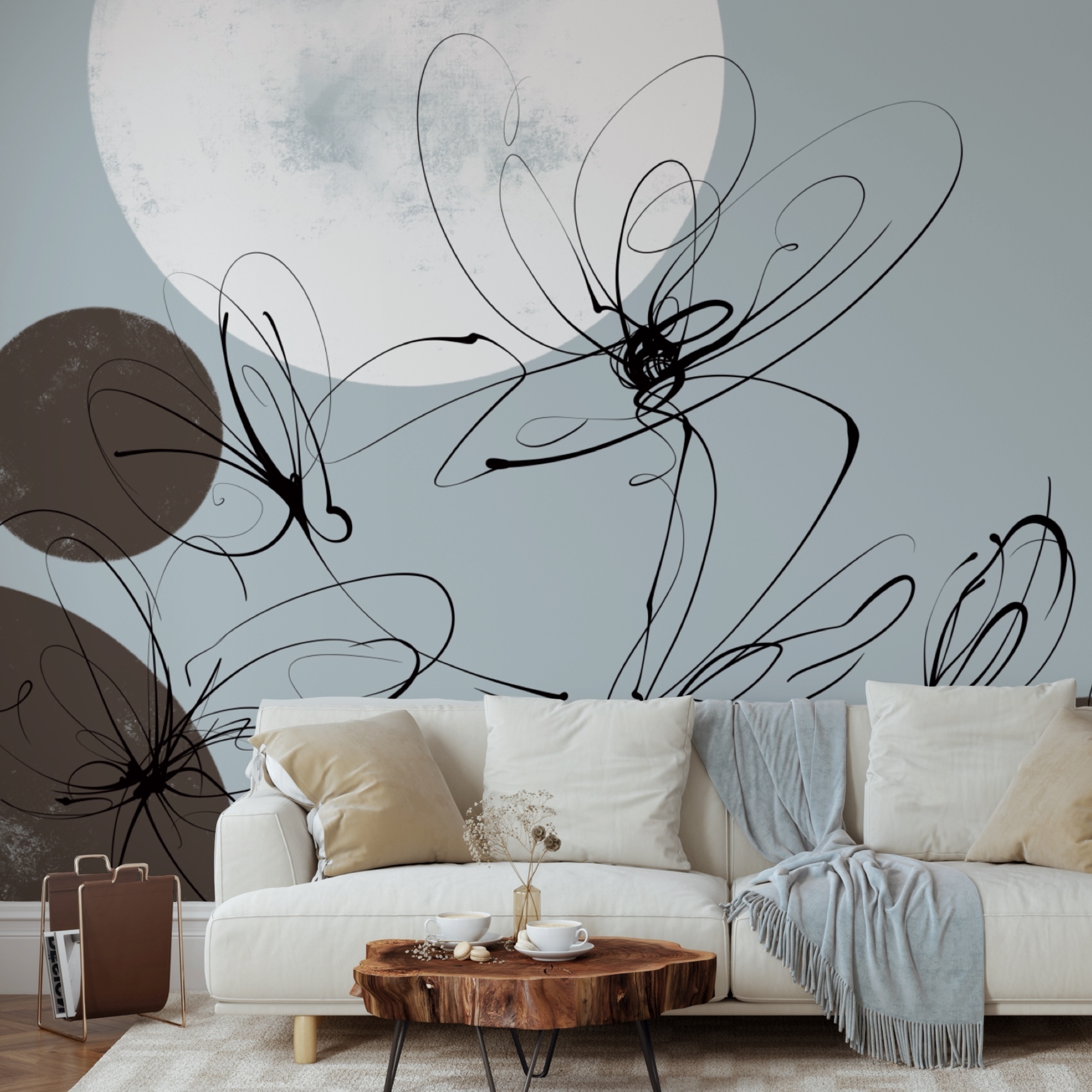 Rysunek kwiatów i okręgów