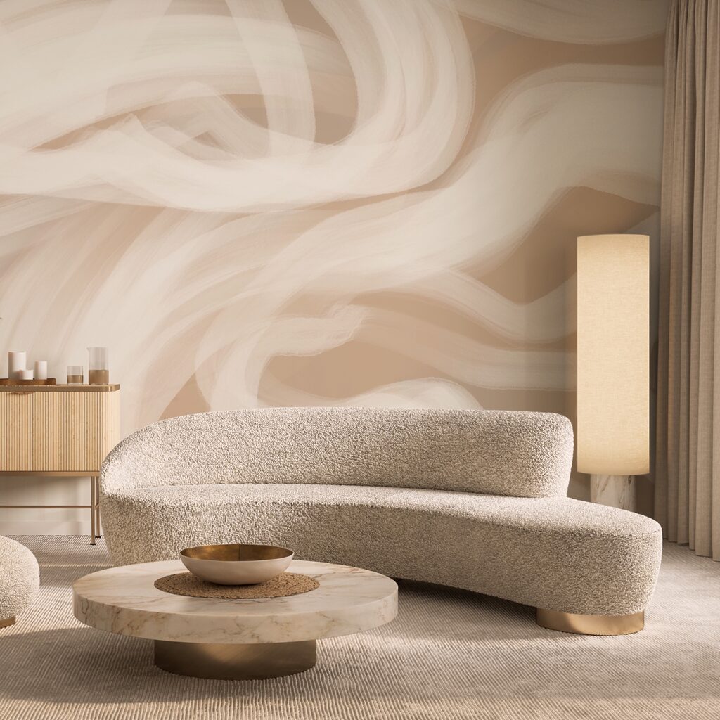 Białe wiry na jasnobrązowym tle