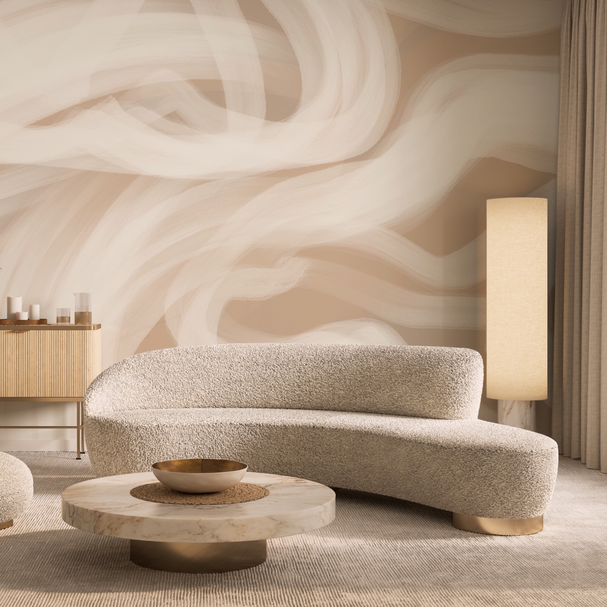 Białe wiry na jasnobrązowym tle