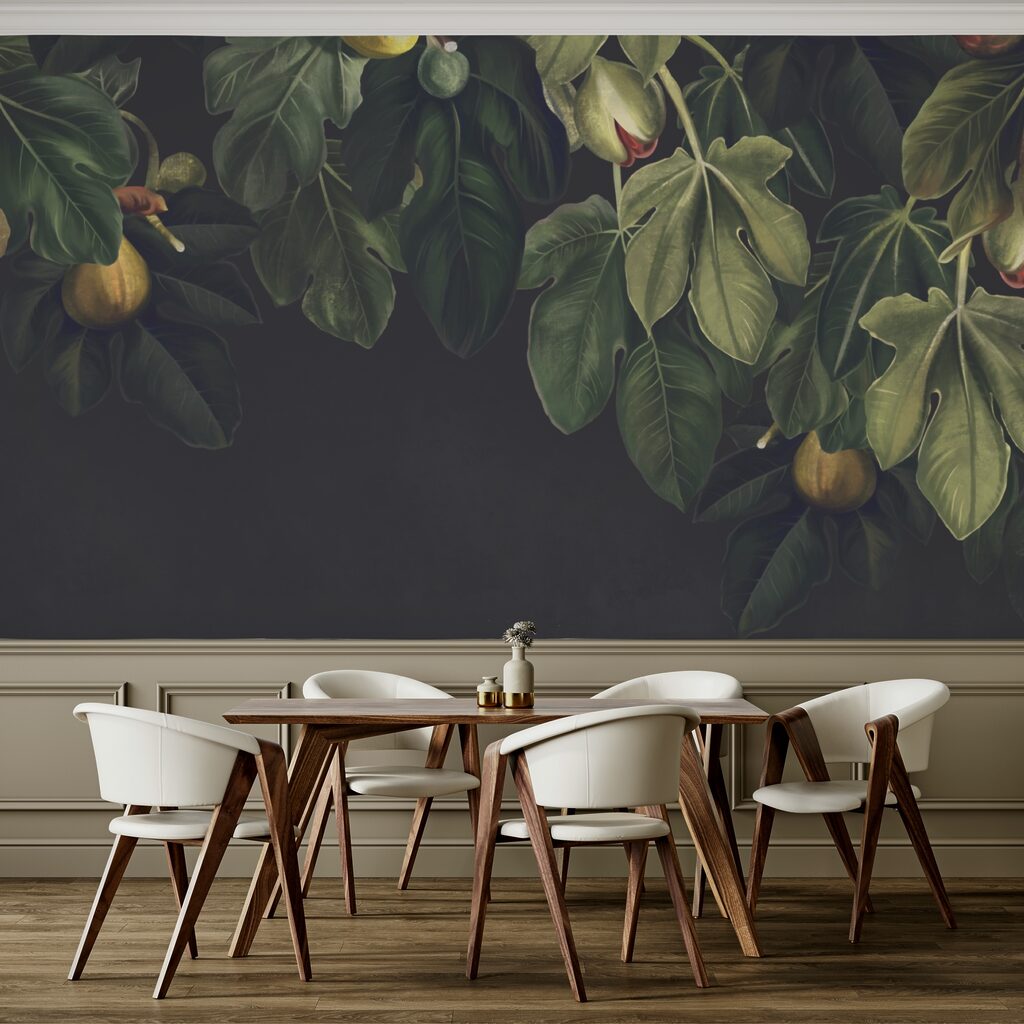 Bujne liście z żywymi owocami