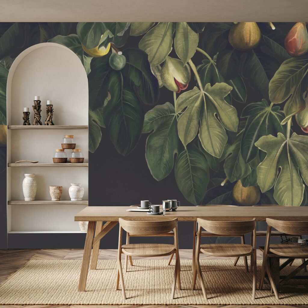 Bujne liście z żywymi owocami