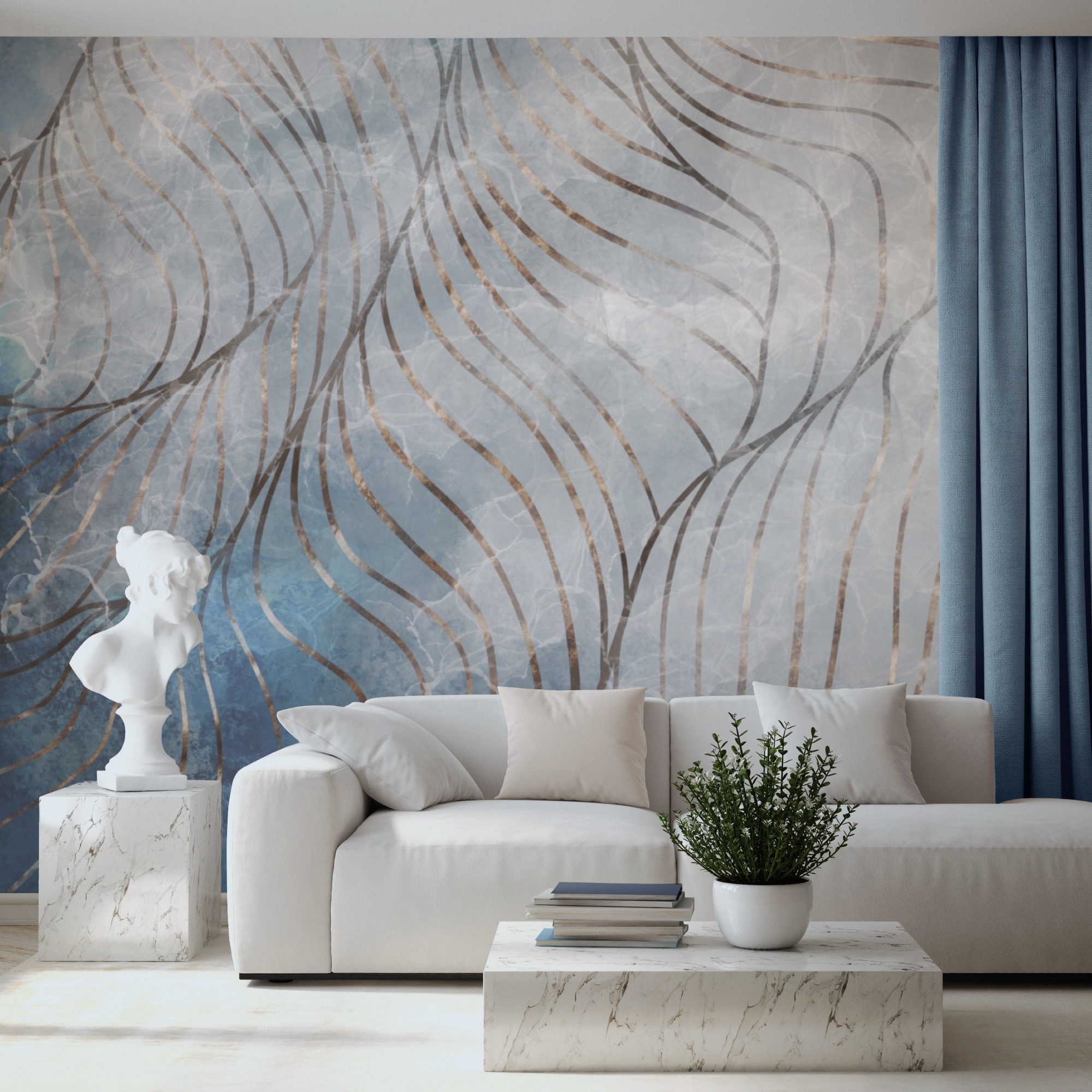 Eleganckie krzywizny w chłodnych kolorach