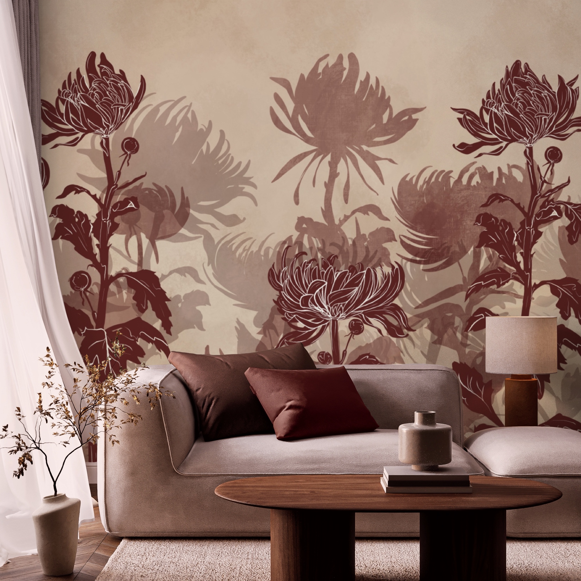 Rysunek kwiatów i liści