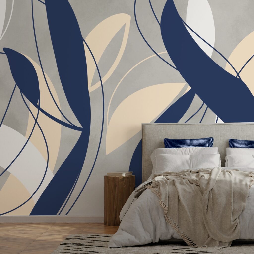 Niebieskie i białe wiry na szarym tle