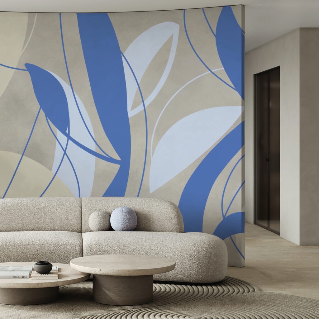 Niebieskie i białe wiry na szarym tle