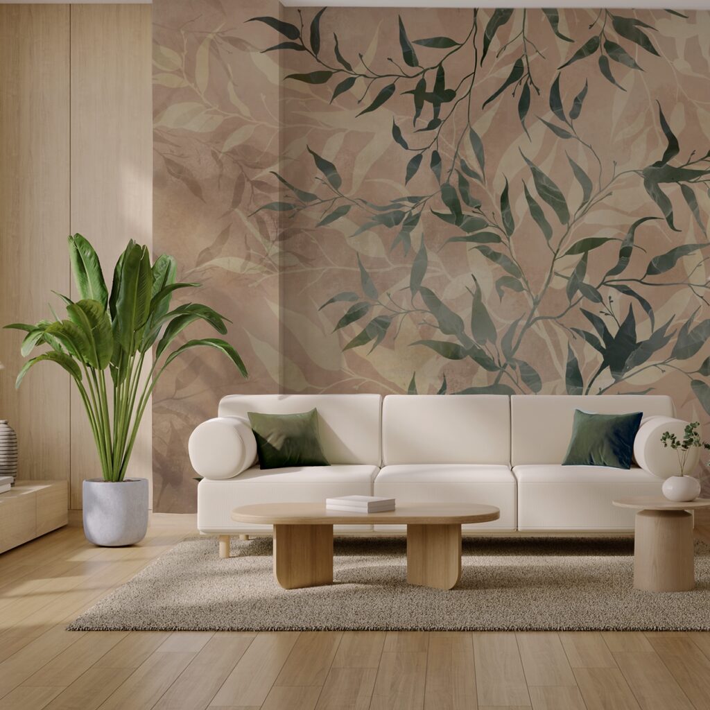 Naturalne liście na teksturowanym tle