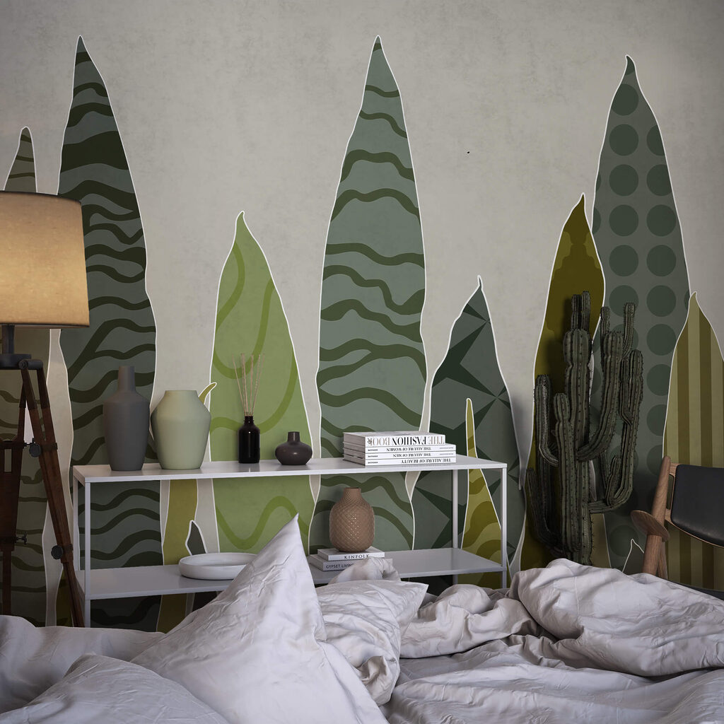 Grupa zielonych liści