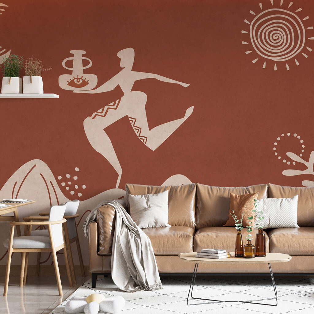 Rysunek mężczyzny trzymającego garnek i garnek na górze