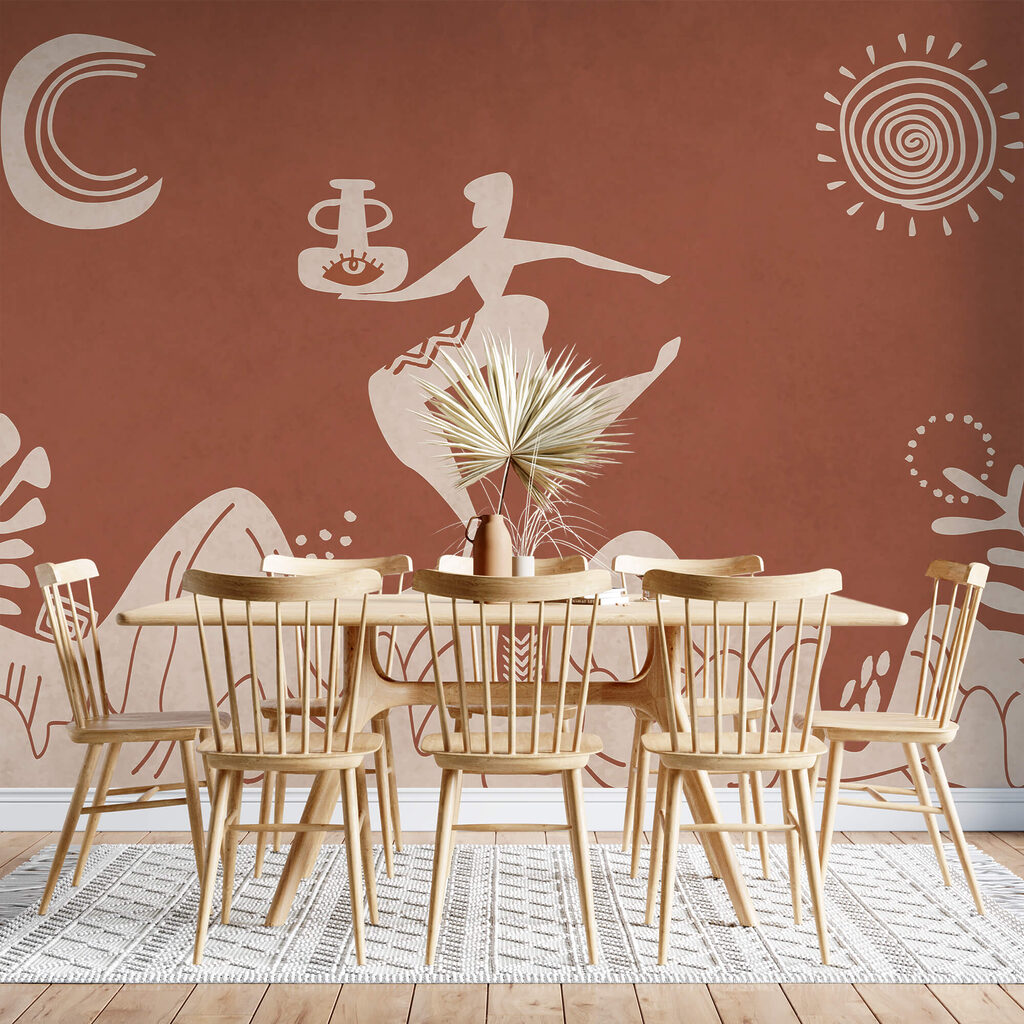 Rysunek mężczyzny trzymającego garnek i garnek na górze