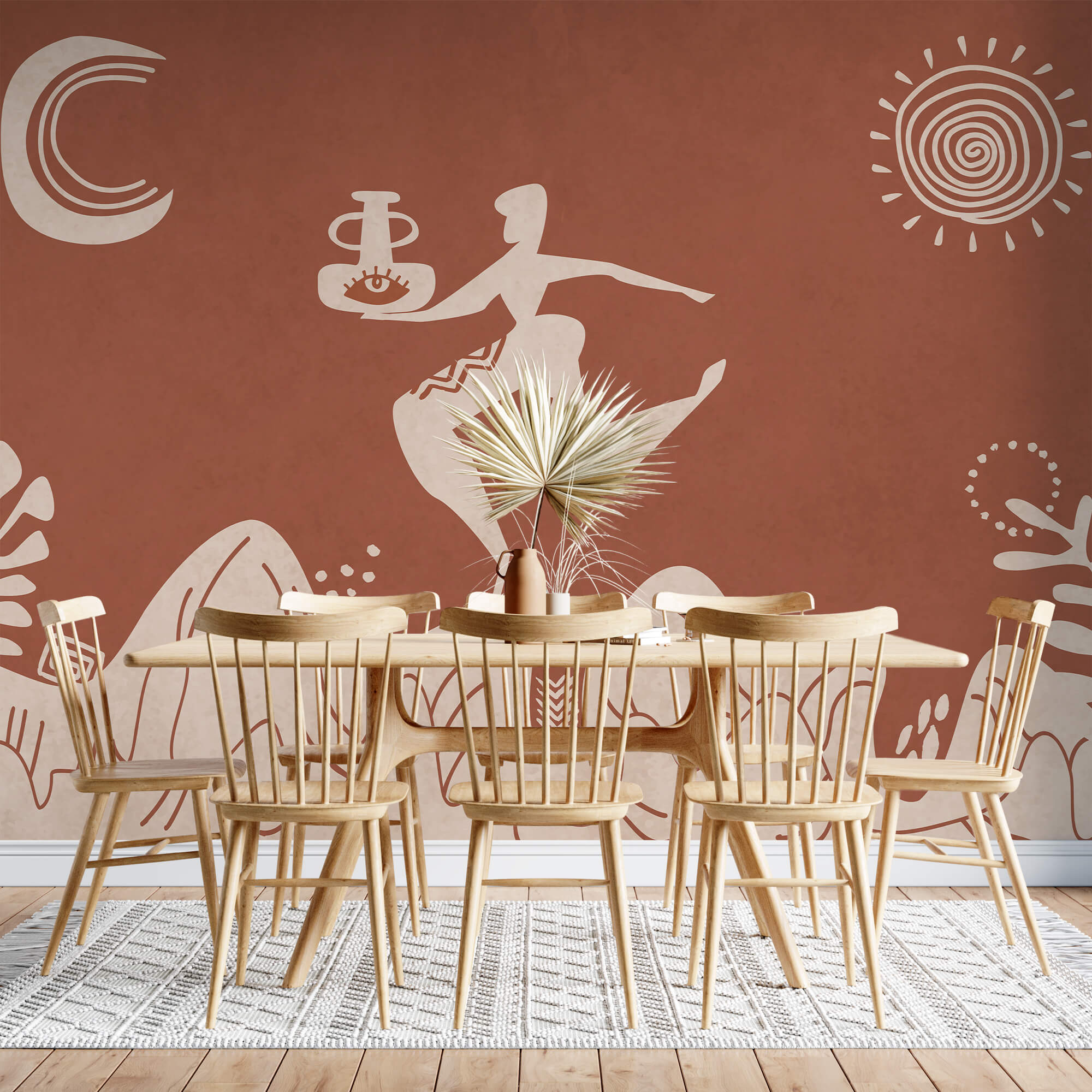 Rysunek mężczyzny trzymającego garnek i garnek na górze