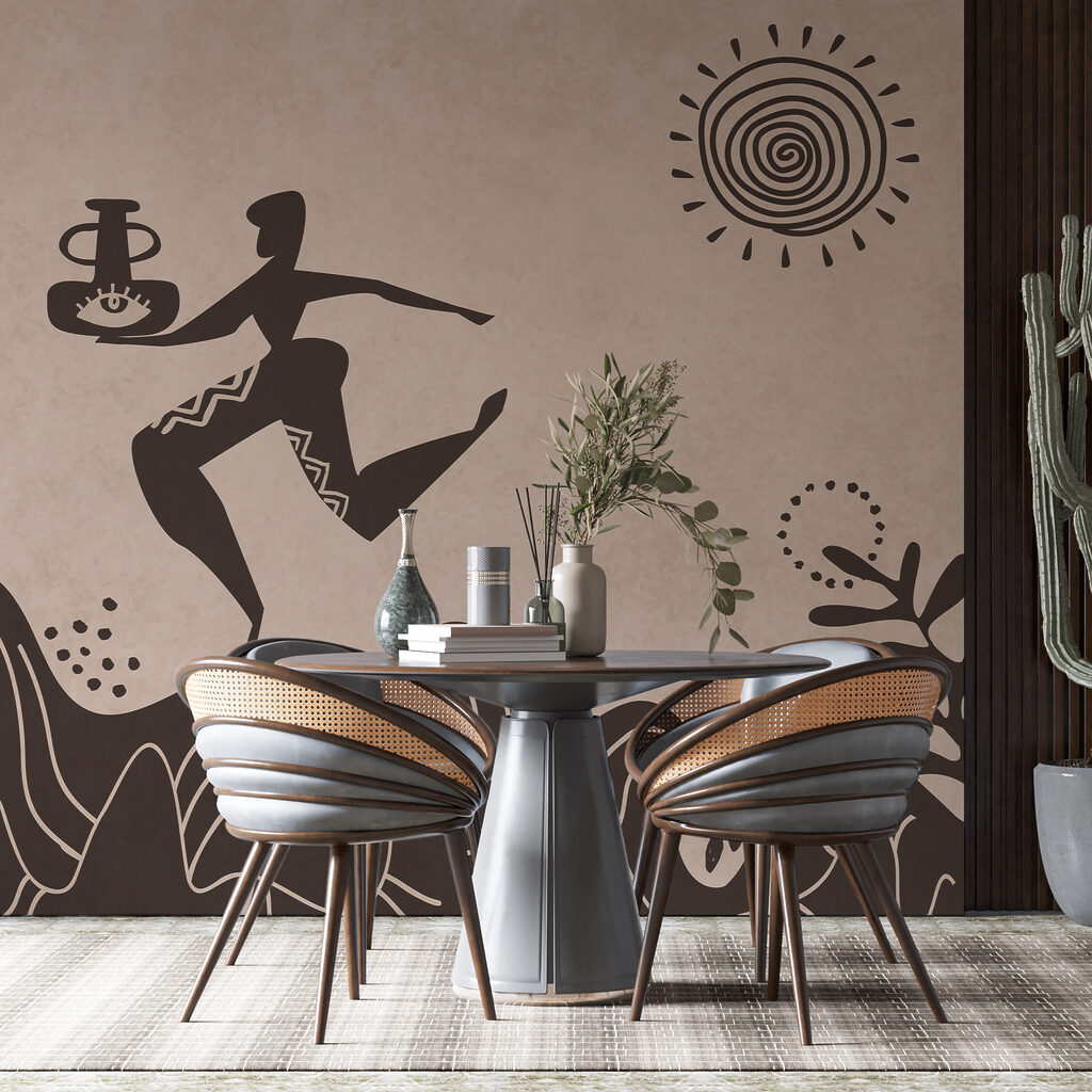 Rysunek mężczyzny trzymającego garnek i garnek na górze