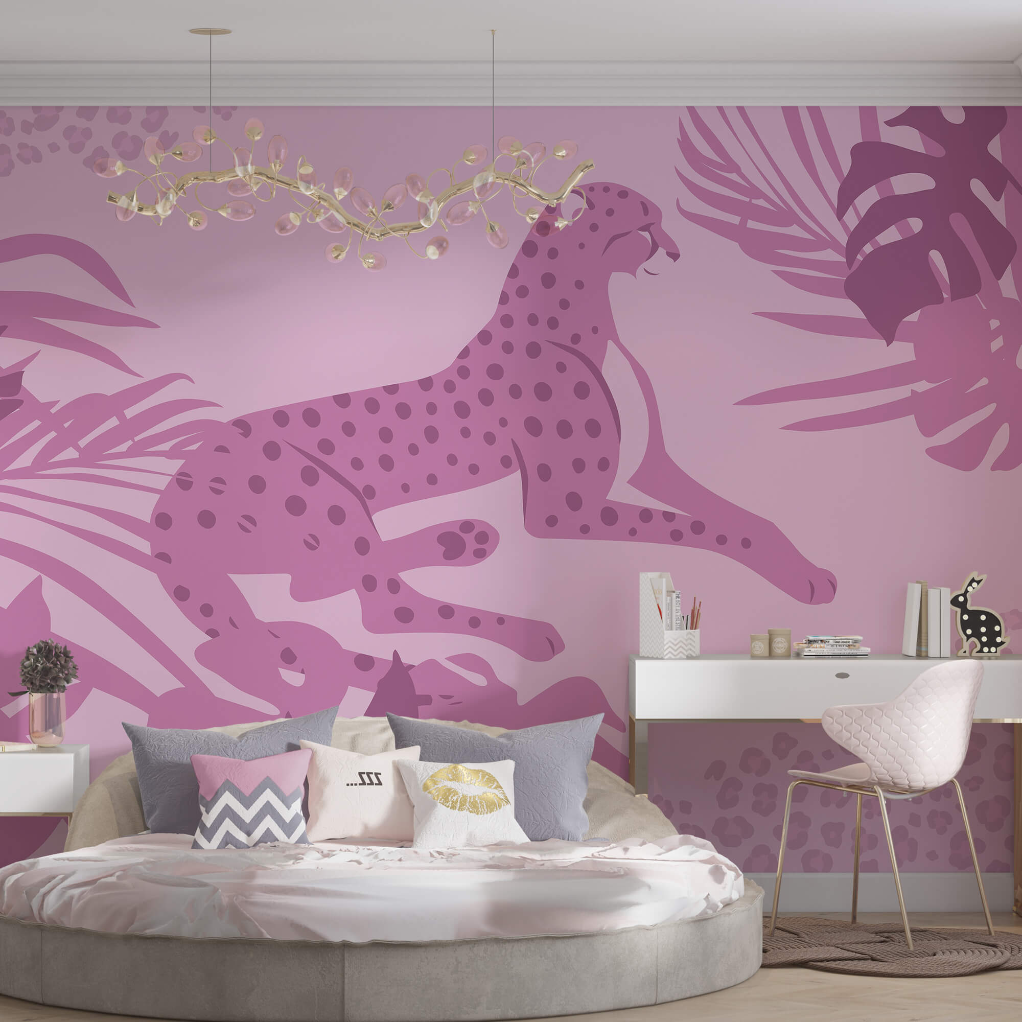 Fioletowy gepard z różowymi plamami