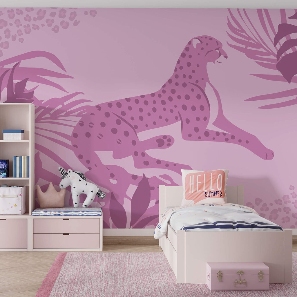 Fioletowy gepard z różowymi plamami