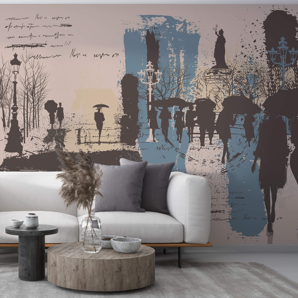 Grupa ludzi spacerujących z parasolami