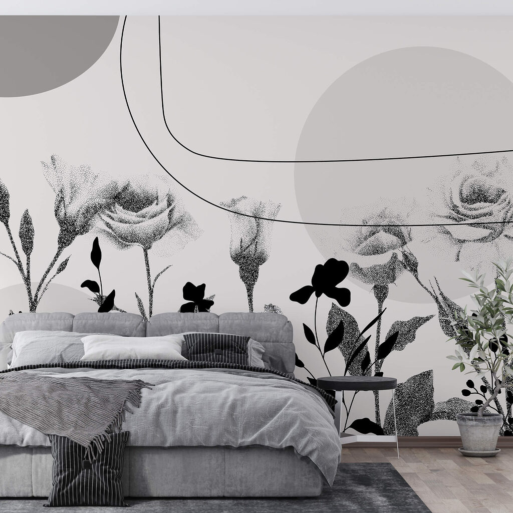 Czarno-biały obraz kwiatów