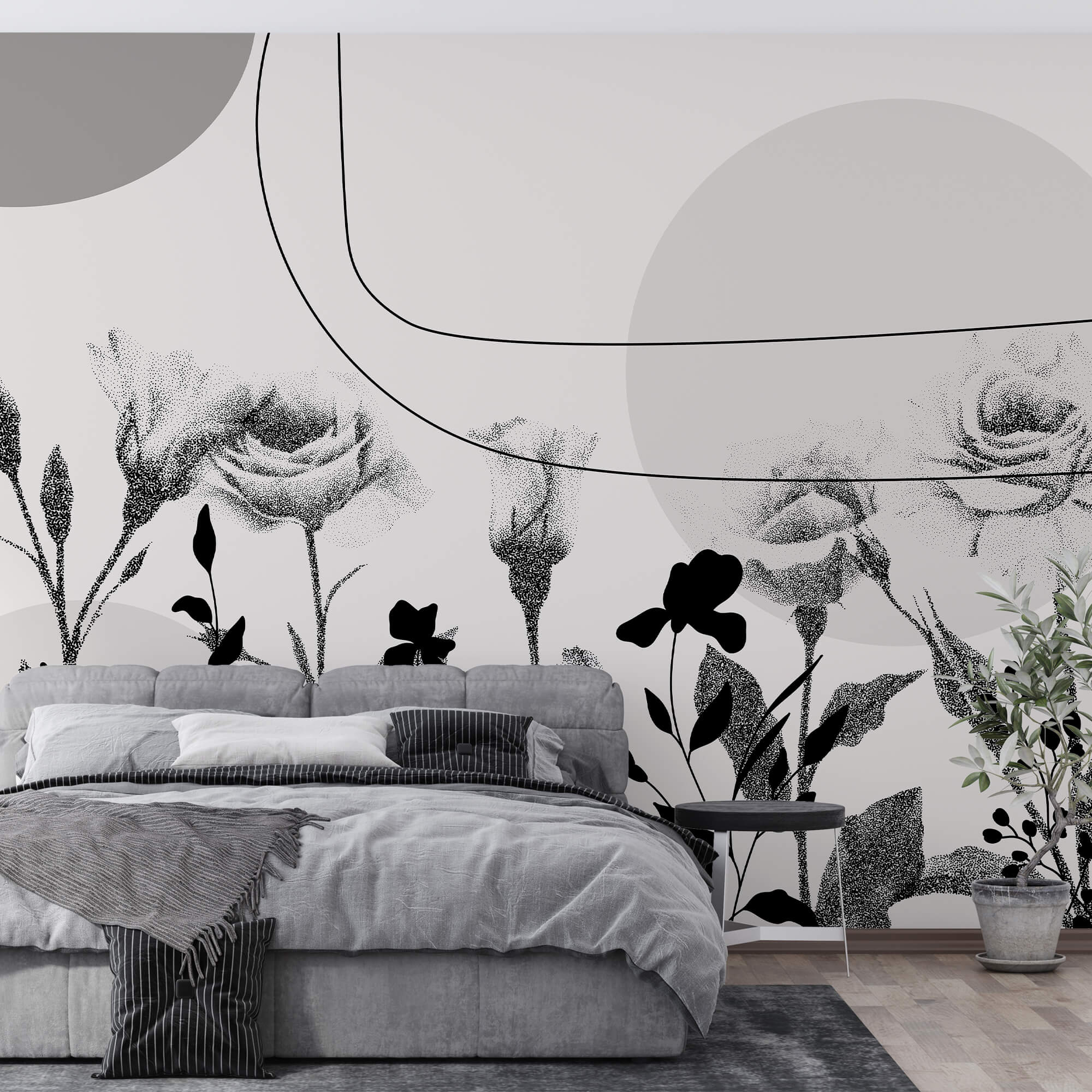 Czarno-biały obraz kwiatów