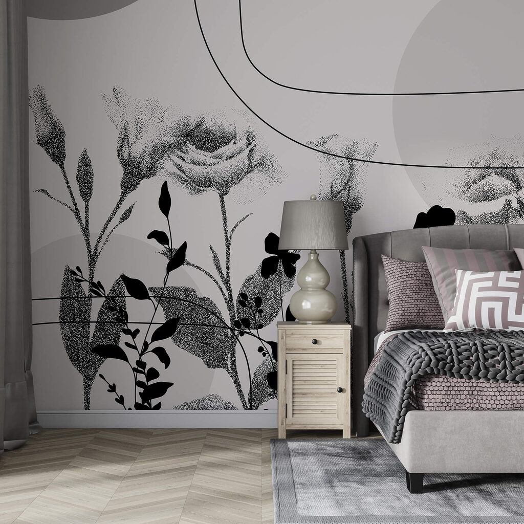 Czarno-biały obraz kwiatów