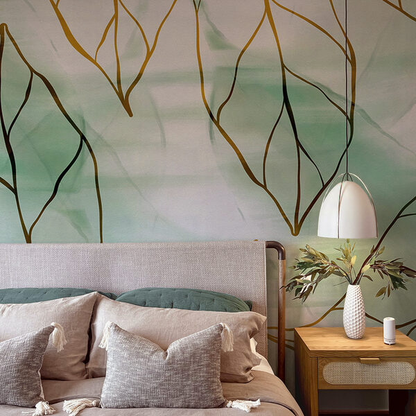 Wzór liści na tkaninie