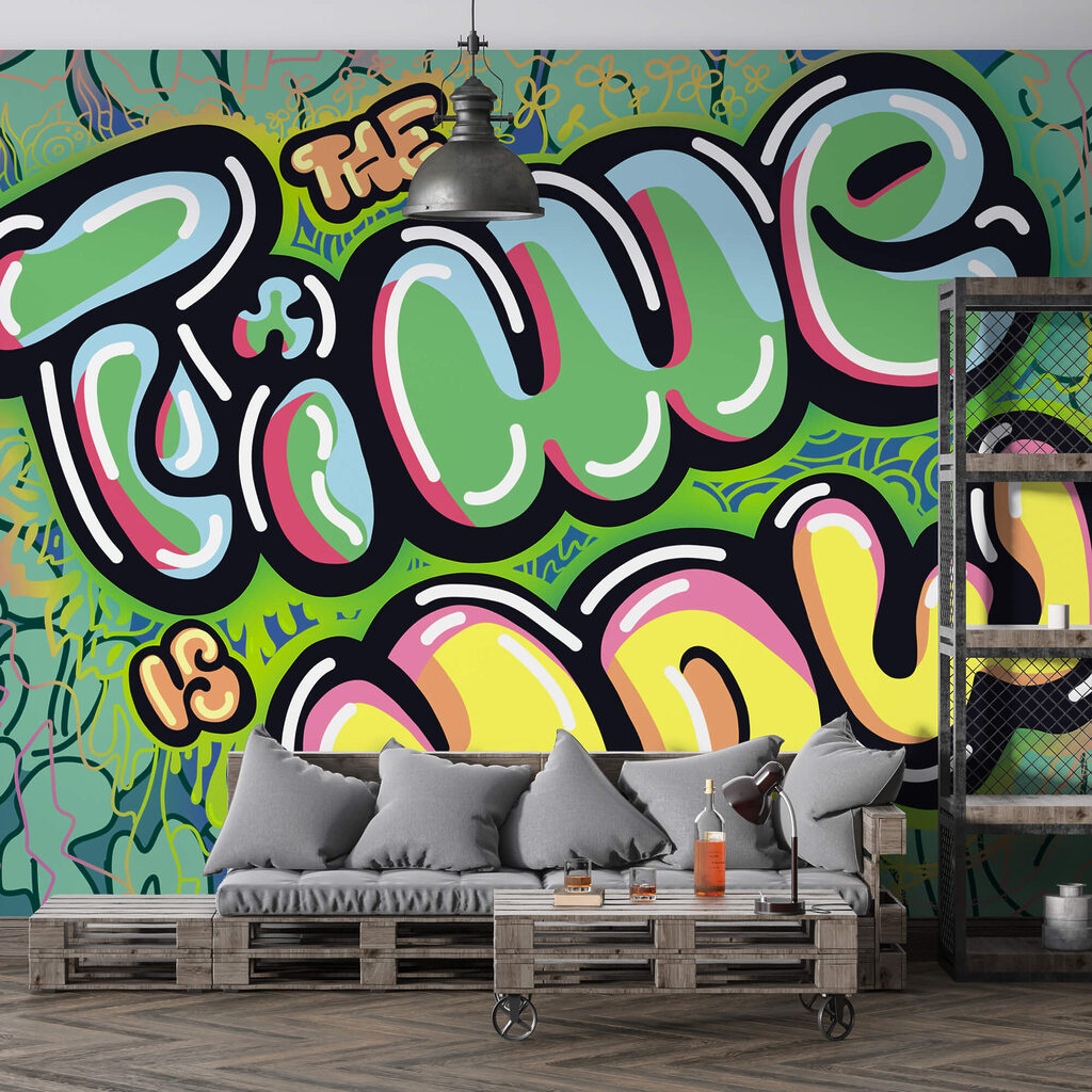 Kolorowe graffiti na zielonym tle Kolorowe graffiti na zielonym tle