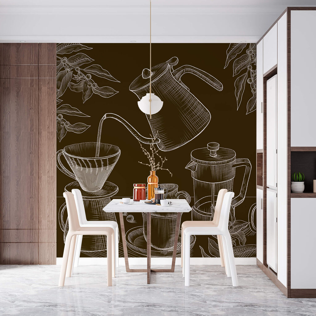 Rysunek ekspresu do kawy i dzbanka do kawy