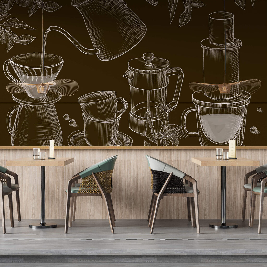 Rysunek ekspresu do kawy i dzbanka do kawy