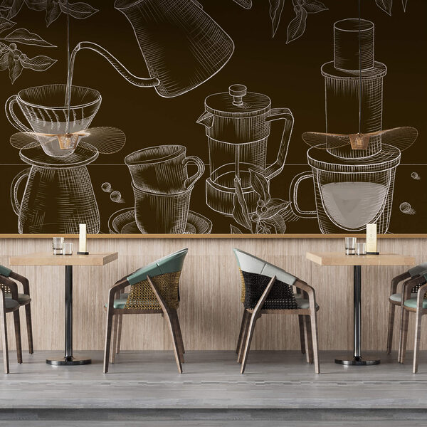 Rysunek ekspresu do kawy i dzbanka do kawy