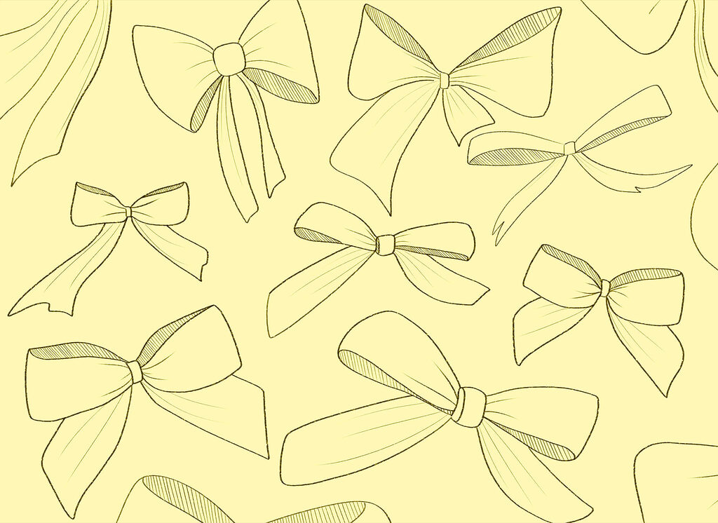 Pattern of bows on a yellow background Pattern of bows on a yellow background