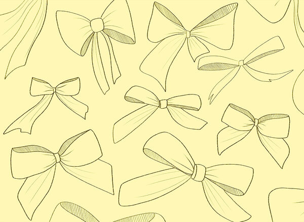 Pattern of bows on a yellow background Pattern of bows on a yellow background